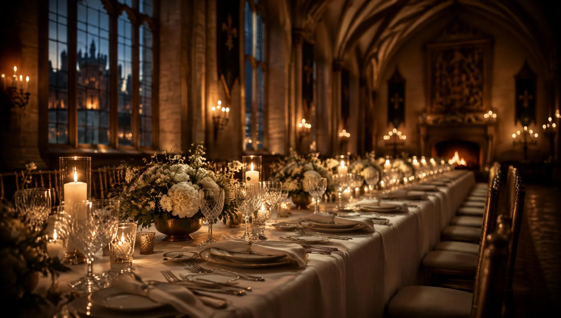 Festlich gedeckte Tafel in eleganter Eventlocation